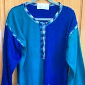 Women's Stan Herman Long Robe Lounger Soft 4 Front Buttons 2 Pockets Sz: L